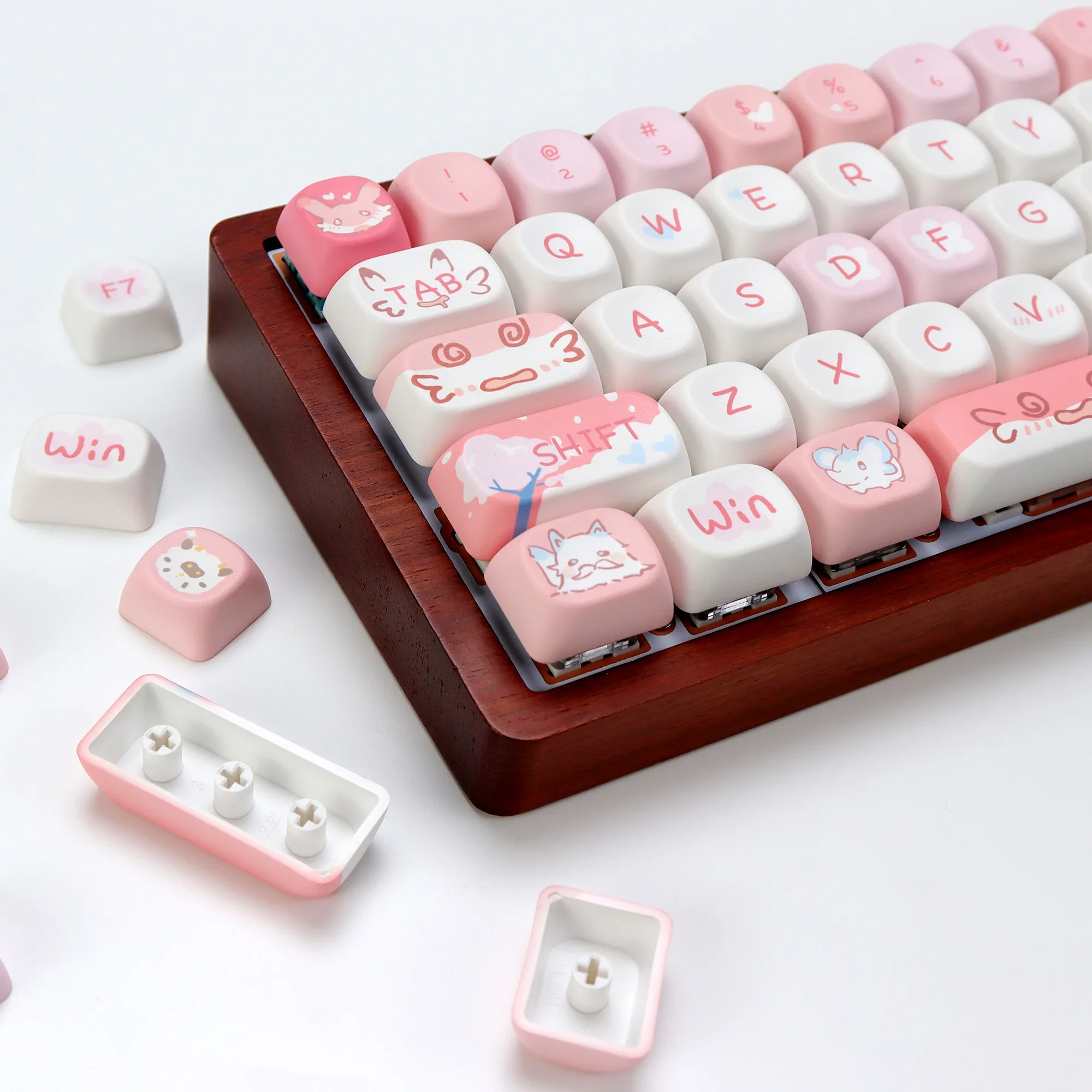 KBDiy 133 teclas PBT Chillet-Lgnis Keycap KOA perfil teclado mecánico de dibujos animados lindos teclas de dibujos animados para interruptor MX aula F87 F108 F99 Pro ACE60 ACE68 RAINY75 AK74 gx87 crush80 raven68 mad 60 - imagen 5
