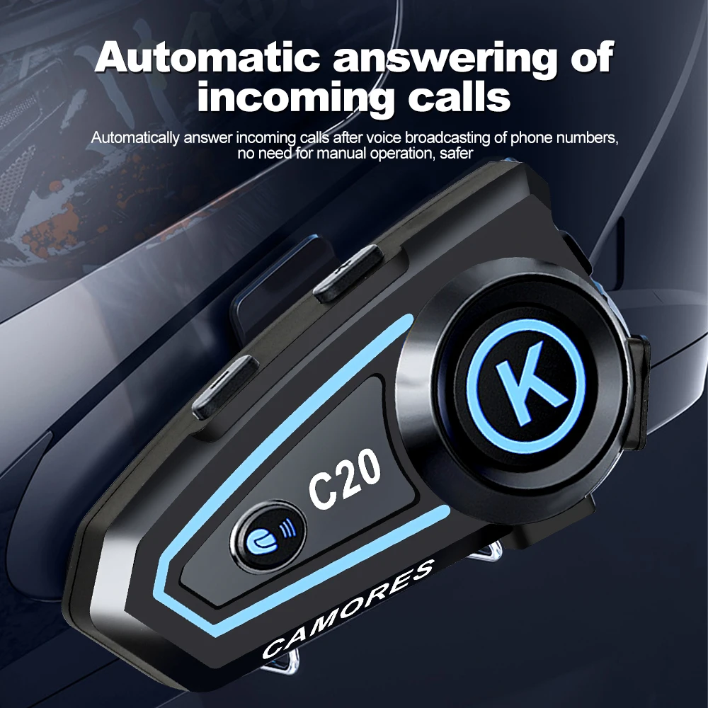 Auriculares estéreo para casco de motocicleta, cascos con Bluetooth, manos libres, llamadas, IPX7 resistentes al agua, reducción de Roise, con luz ambiental tricolor - imagen 5