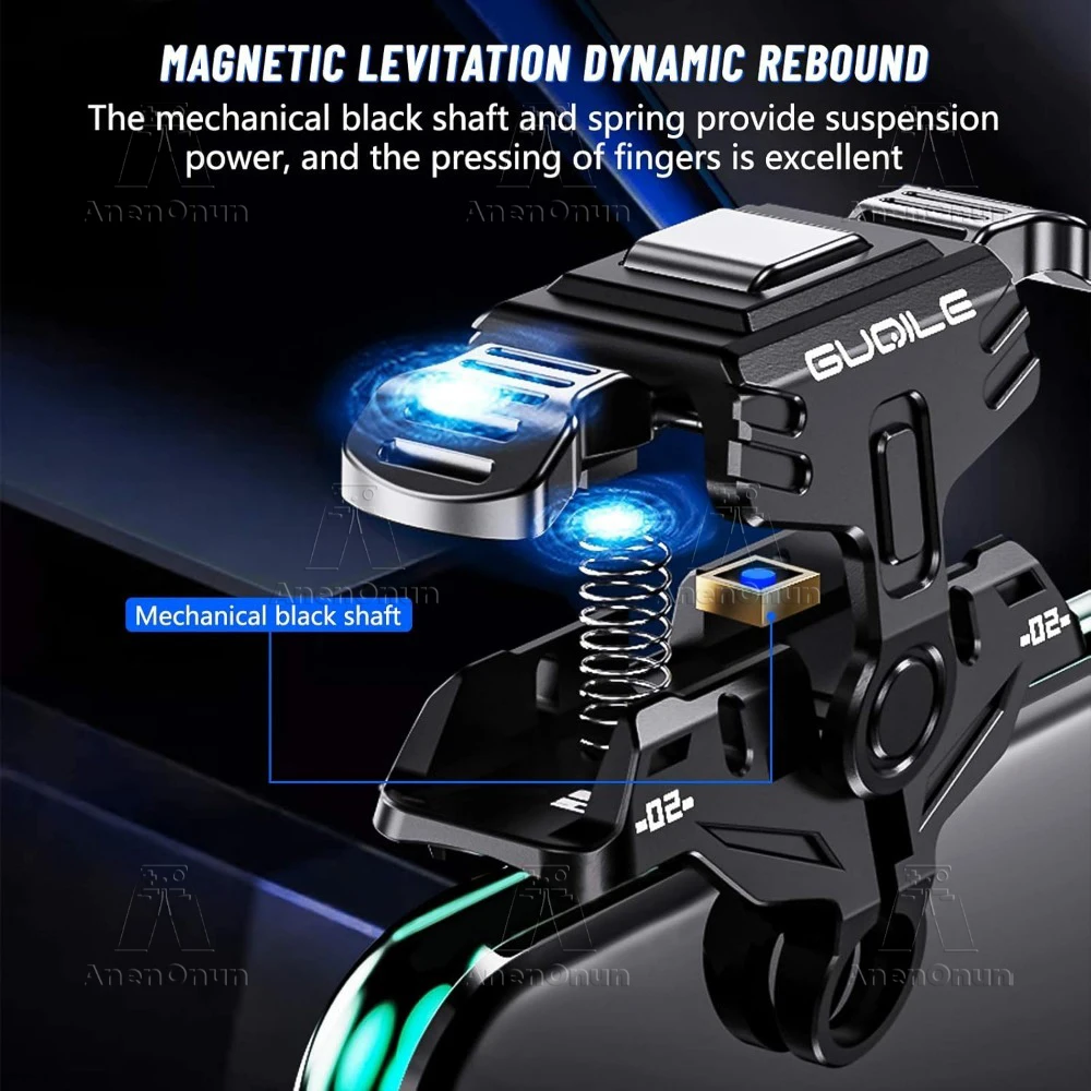 Controlador de juego móvil PUBG, gatillo de operación de cuatro dedos, botón mecánico, Android/iOS, accesorios para juegos de disparo de teléfono móvil - imagen 3