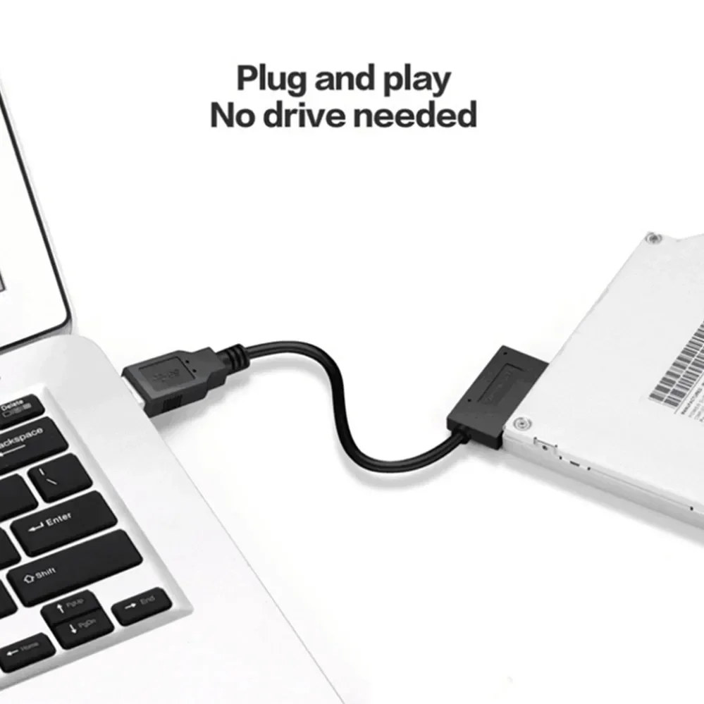 PzzPss-Adaptador USB 2,0 a Mini Sata II, Cable convertidor de 7 + 6 13 pines para ordenador portátil, CD/DVD ROM, convertidor de unidad Slimline, HDD Caddy - imagen 2