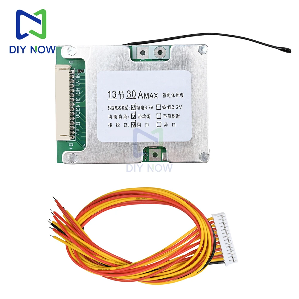 Placa de protección de batería de litio 13S 48V 30A BMS 18650 con batería ternaria de equilibrio para inversor de bicicleta eléctrica - imagen 3