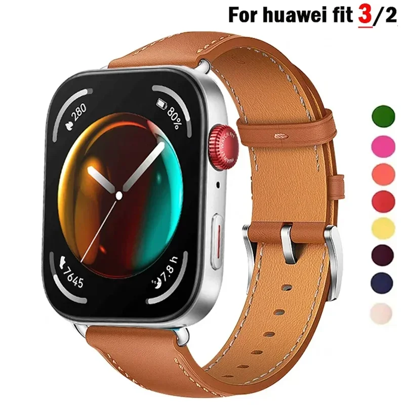 Correa para Huawei Watch Fit 3, pulsera de repuesto para reloj inteligente, pulsera retro de cuero genuino para Huawei Fit 2, accesorios