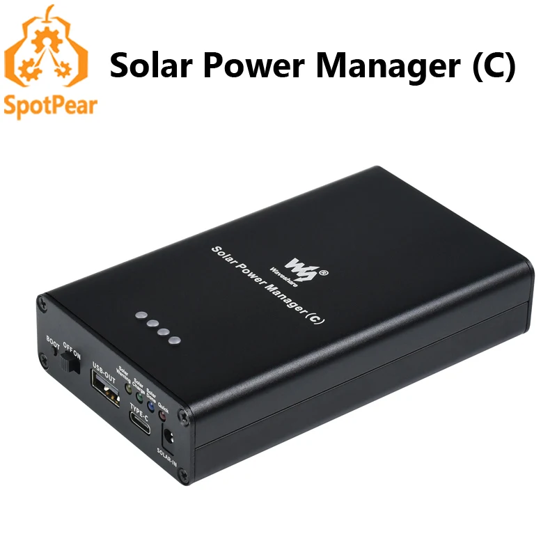 El administrador de energía solar (C) admite 3 baterías 18650 (no incluidas) Circuitos de protección múltiple