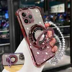 Fundas iPhone 16 15 14 13 Pro con Soporte y Pulsera Cristal Antigolpe
