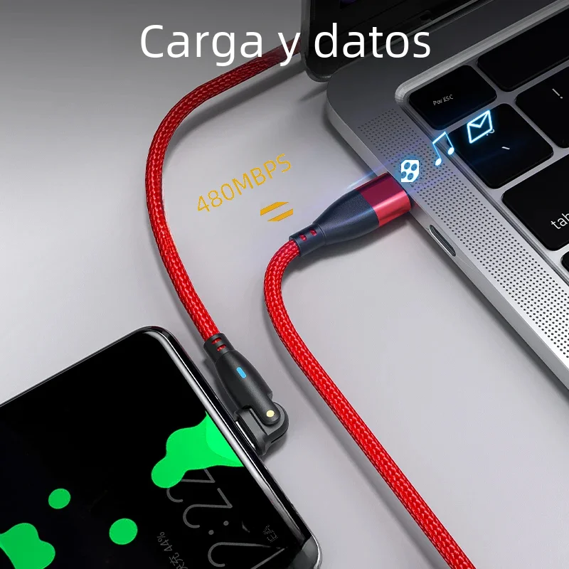 Cable USB C a USB tipo C de 60W, Cable de carga rápida USB C PD, USB-C 3A, Cable giratorio de 180 grados para cargador Samsung Xiaomi Poco - imagen 3