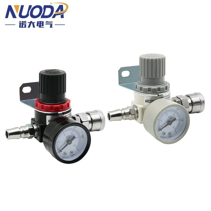 AR2000 válvula reductora de presión de compresor de aire neumático BSP de rosca de 1/4 ", accesorios de conector de 4mm, 6mm, 8mm, 10mm y 12mm - imagen 2