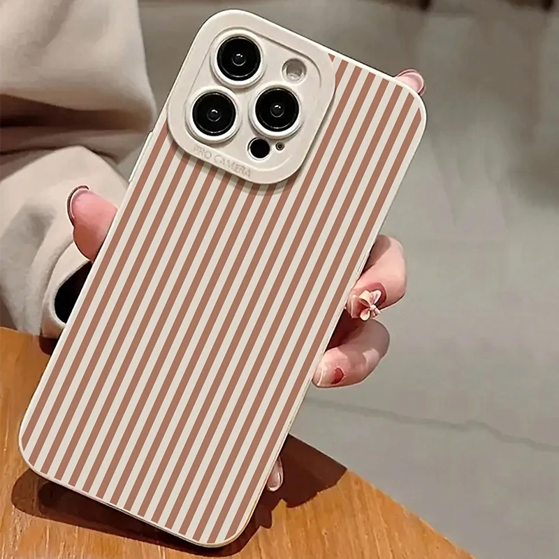 Funda de teléfono anticaída pintada a rayas rosas para Xiaomi Redmi Note 14 Pro Plus 5G 14 13 12 12S 11 10 14C 13C 12C cubierta de parachoques de caramelo - imagen 4