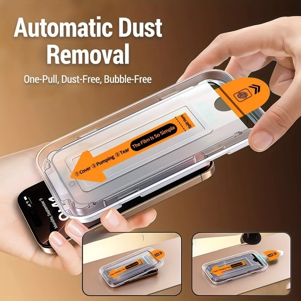 Protector de pantalla de cubierta completa de 3 uds para iPhone 17 16 15 14 Pro Max Air 16 15 Plus 13 12 11 Pro XS XR vidrio de instalación con un clic - imagen 2