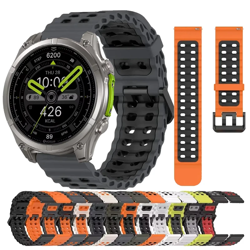 Correa oceánica para Zeblaze Vibe 8 7 7 Pro 7 Lite, pulsera de silicona de 22mm para Zeblaze Stratos 4 3 2 Ultra/Beyond 3 Pro/GTR 3Pro