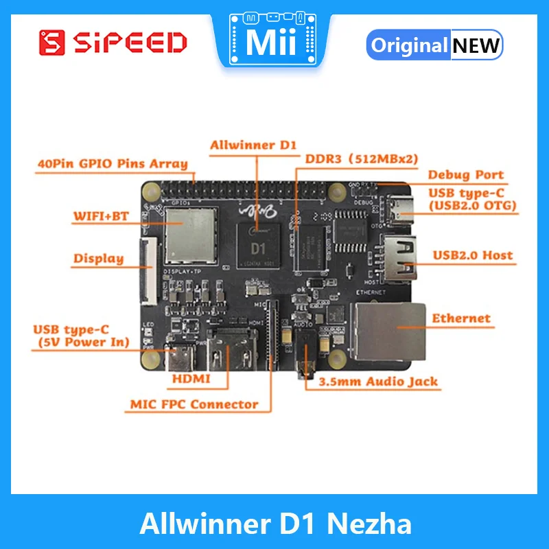 Sipeed Nezha 64bit RISC-V Linux SBC Allwinner D1@1.0GHz con 1GByte DDR3, compatible con sistema Tina/Debian - imagen 4