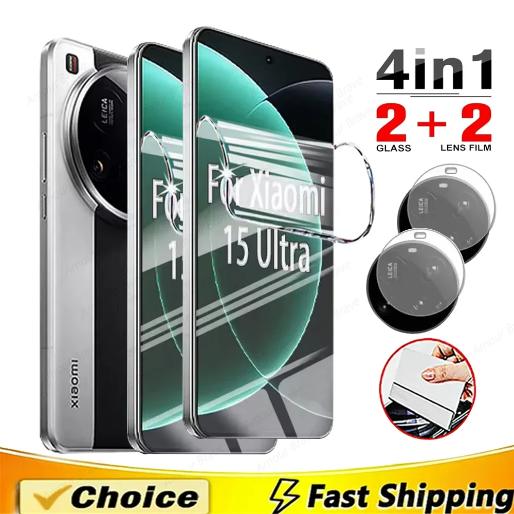 Película de hidrogel 4 en 1 para Xiaomi 15 14 13 Ultra 11 Lite Protector de pantalla de lente de cámara para Xiaomi 14T 13T 12T 11T 10T Pro no vidrio