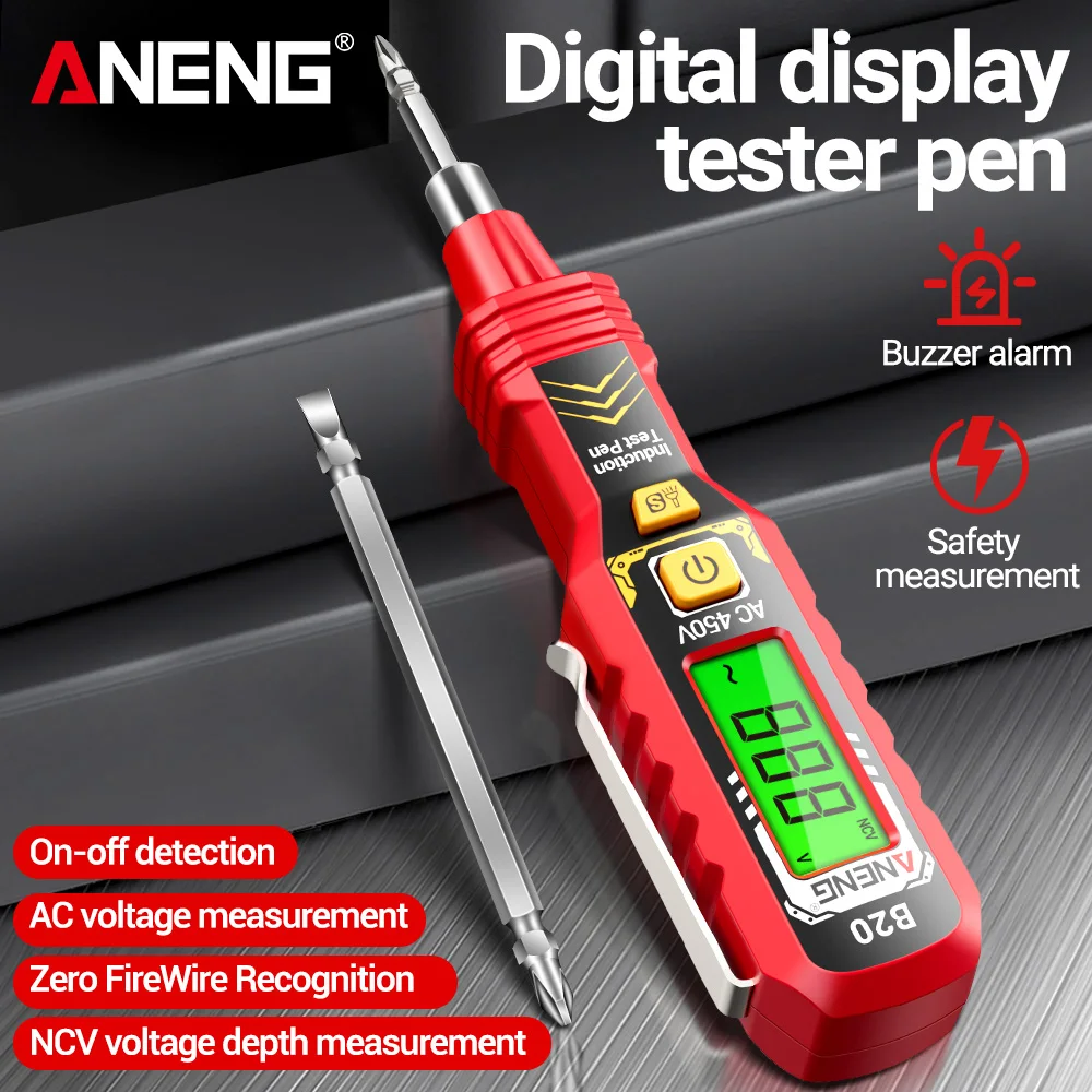 ANENG-destornillador de doble cabezal de voltaje B20, Detector de luz LED, bolígrafo probador con mango aislado, reparación de doble uso, prueba Phillips ranurada - imagen 2