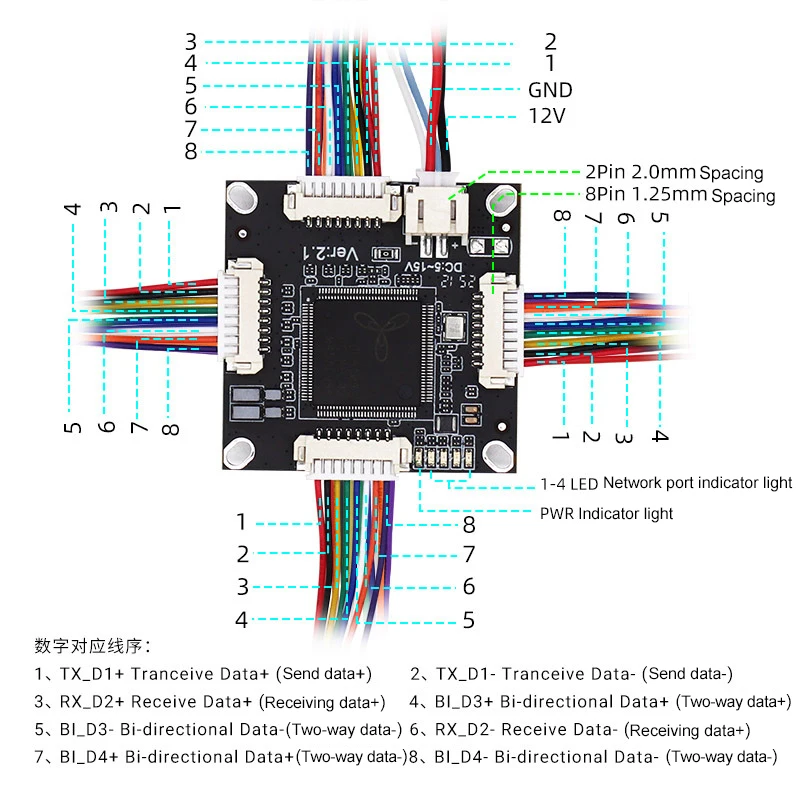 HICOMDATA Mini Switch Módulo PCBA Plug-and-Play Conmutador Gigabit de 4 puertos Placa base Fuente de alimentación de 5-15 V - imagen 4