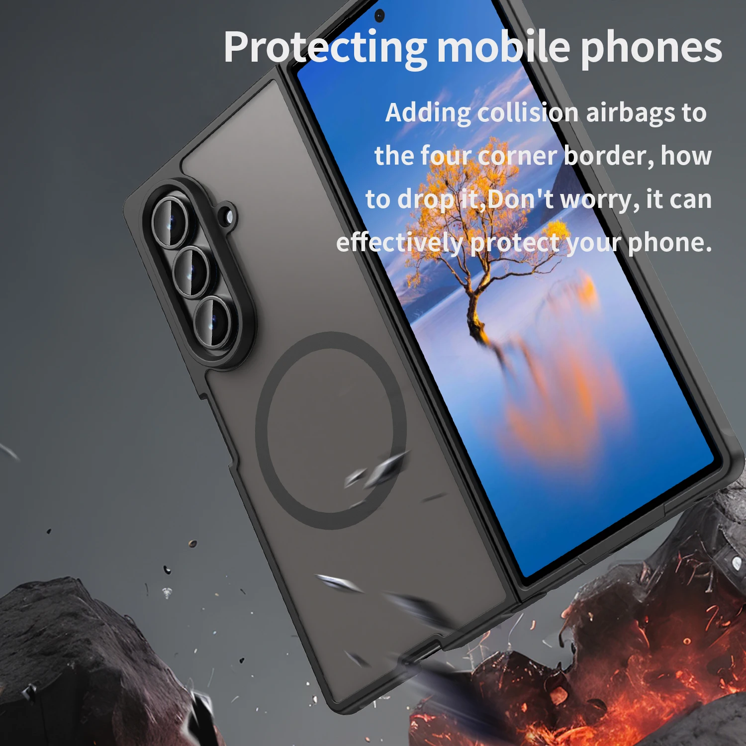 Fundas Z Fold7 de lujo, funda Magsafe mate delgada con borde, funda protectora colorida para Samsung Galaxy Z Fold7, anticaída, 4 esquinas/Busi - imagen 4