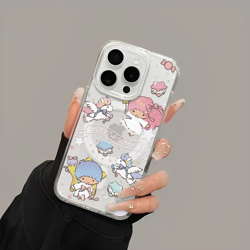 Funda de teléfono magnética Magsafe con pequeñas estrellas gemelas para Samsung Galaxy S25 S24 S23 S22 S21 S20 FE Plus, funda de TPU transparente ultrasuave - imagen 4