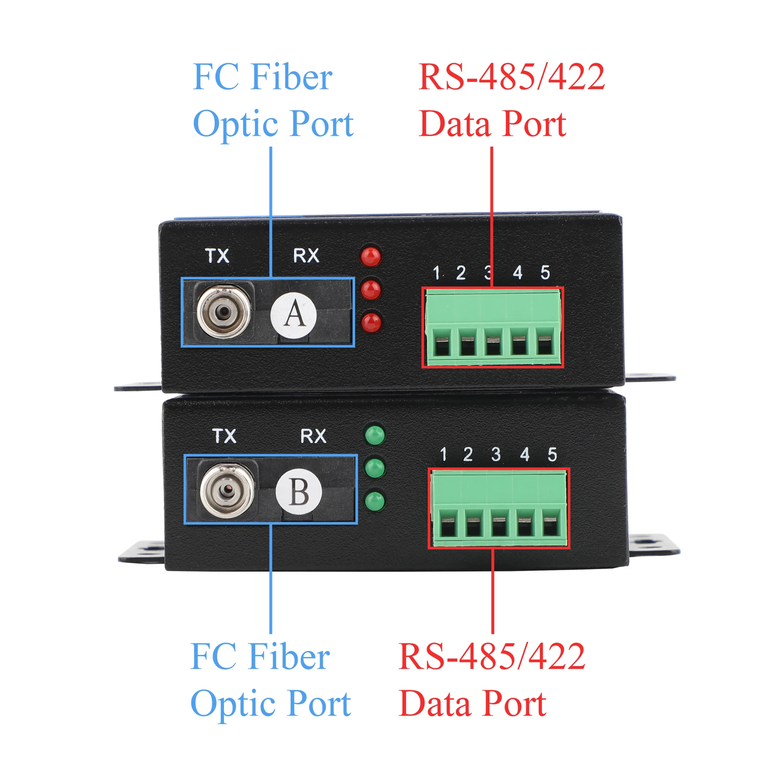 1 par de transceptor óptico bidireccional RS485 de 1 vía SC/FC convertidor de doble fibra monomodo/multimodo enchufe de EE. UU./UE - imagen 3