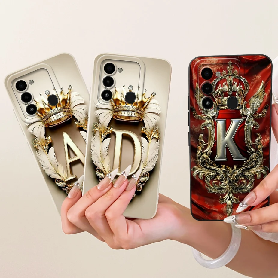 Para Tecno Spark Go 2022 funda KG5 KG5h nueva corona letras cubierta suave TPU funda de teléfono para Tecno Spark 8C Spark8C KG5k KG5j KG5n bolsas