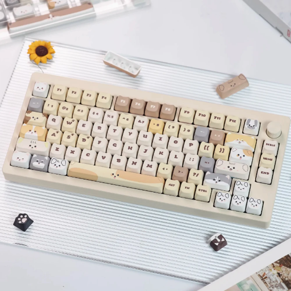 SOULCAT-Juego de teclas con tema de pila de perros, 142 teclas, PBT, sublimación de calor, MAO, teclas personalizadas, interruptor MX, Teclado mecánico para jugadores - imagen 3