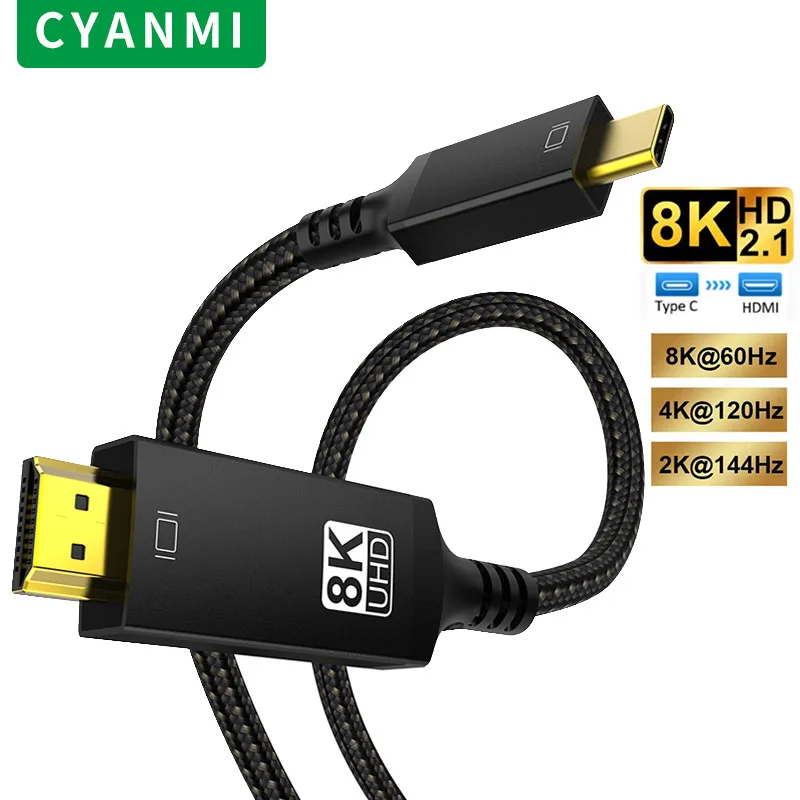 Cable USB C a HDMI 8K @ 60Hz 4K @ 120Hz Cable HDTV Compatible tipo C a HDMI para convertidor de TV MacBook Air iPad USB-C adaptador HDMI