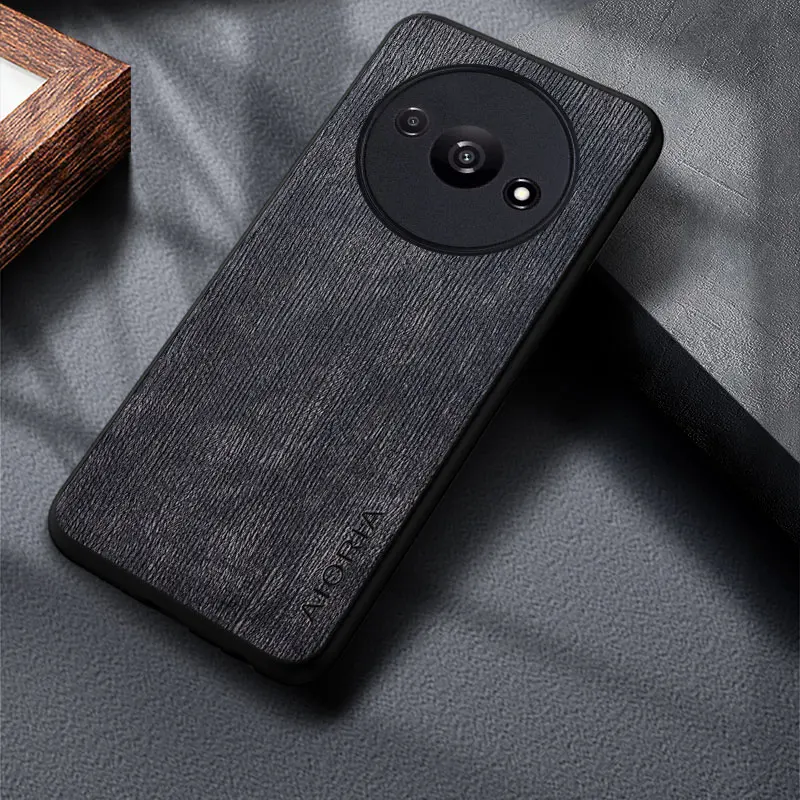 Funda para Xiaomi Redmi A3 4G patrón de madera de lujo Premium PU piel sintética - imagen 3