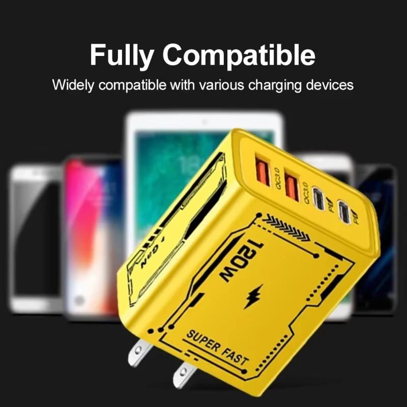 Cargador de 120W carga ultra rápida tipo C GaN cargador de teléfono USB-C QC 3,0 adaptador de teléfono para iPhone Samsung Xiaomi 2025 nuevo - imagen 2