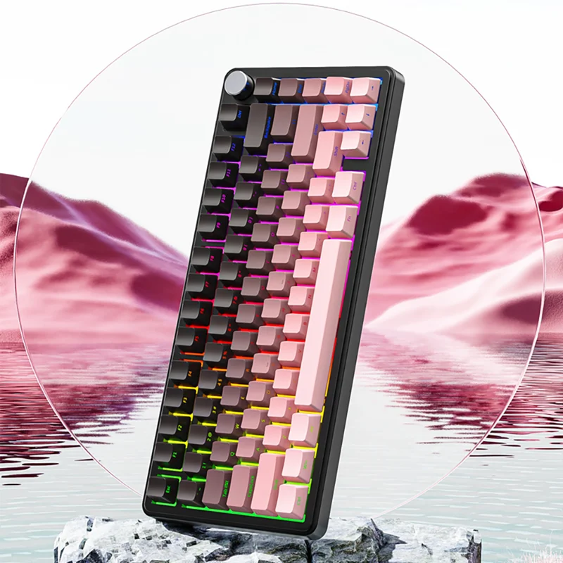Teclado mecánico Attack Shark X85 RGB, 3 modos, inalámbrico, Bluetooth, teclas laterales intercambiables en caliente, retroiluminación para juegos, perilla de aluminio