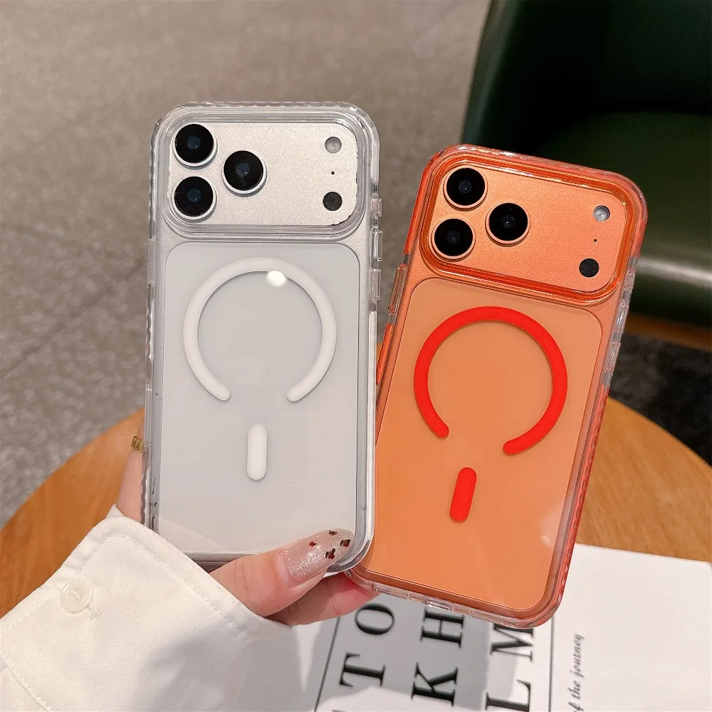 Funda de teléfono magnética transparente para iPhone 17 Pro Max 16 Plus 15 14 13 12 para Magsafe Clear PC + TPU cubierta protectora a prueba de golpes - imagen 3