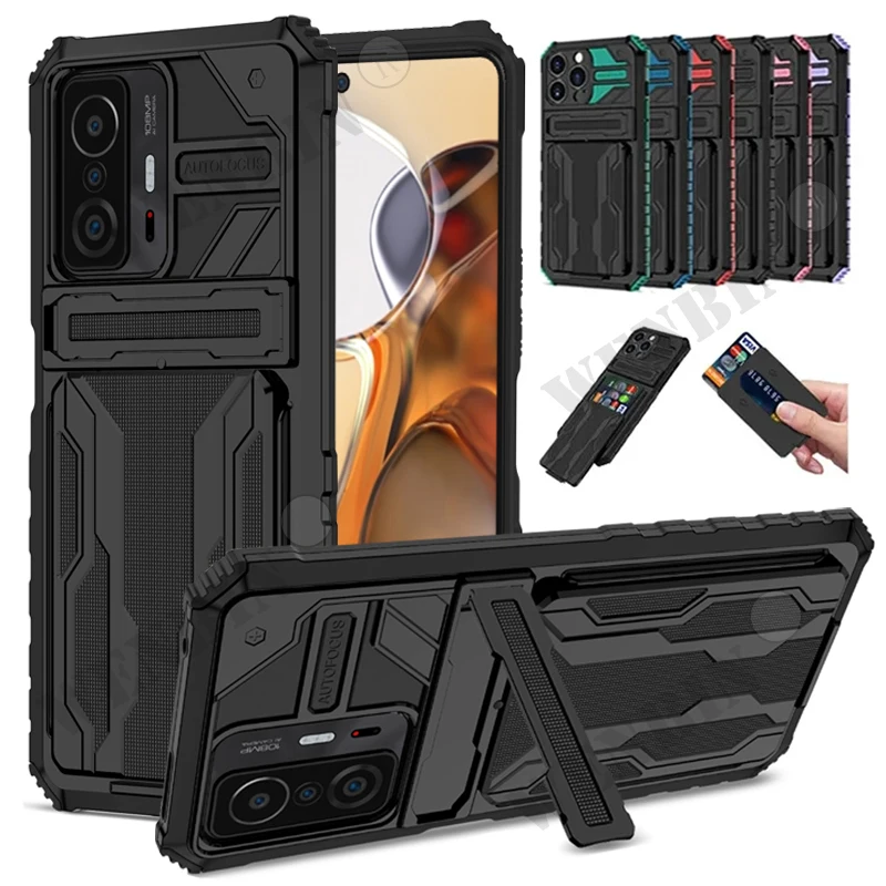 Funda para Xiaomi Redmi Note 12, 11 Pro, 10 Pro, Poco X4, X3 Pro, Xiaomi 11T Pro, antigolpes, soporte con ranura para tarjeta