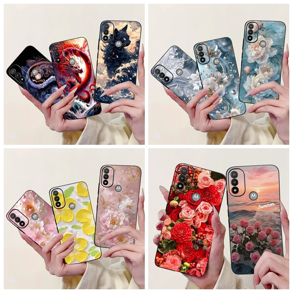 Para Motorola Moto E20 E30 E40 Funda Popular Funda de flores Funda de silicona suave para MotoE20 XT2155 XT2158-6 parachoques MotoE30 Funda nuevo