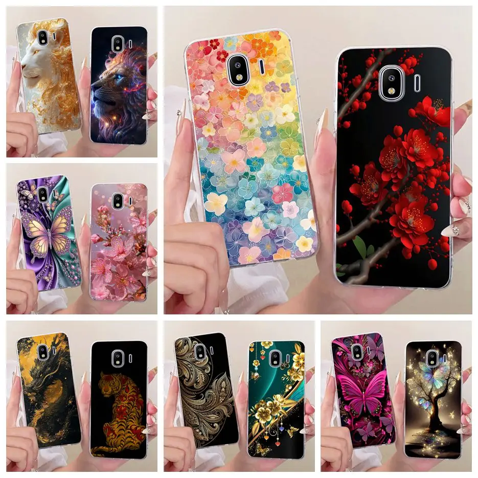 Para Samsung Galaxy J4 2018 funda SM-J400F flores coloridas cubierta pintada Fundas de silicona suave para Samsung J4 Plus J4 + J415F Fundas