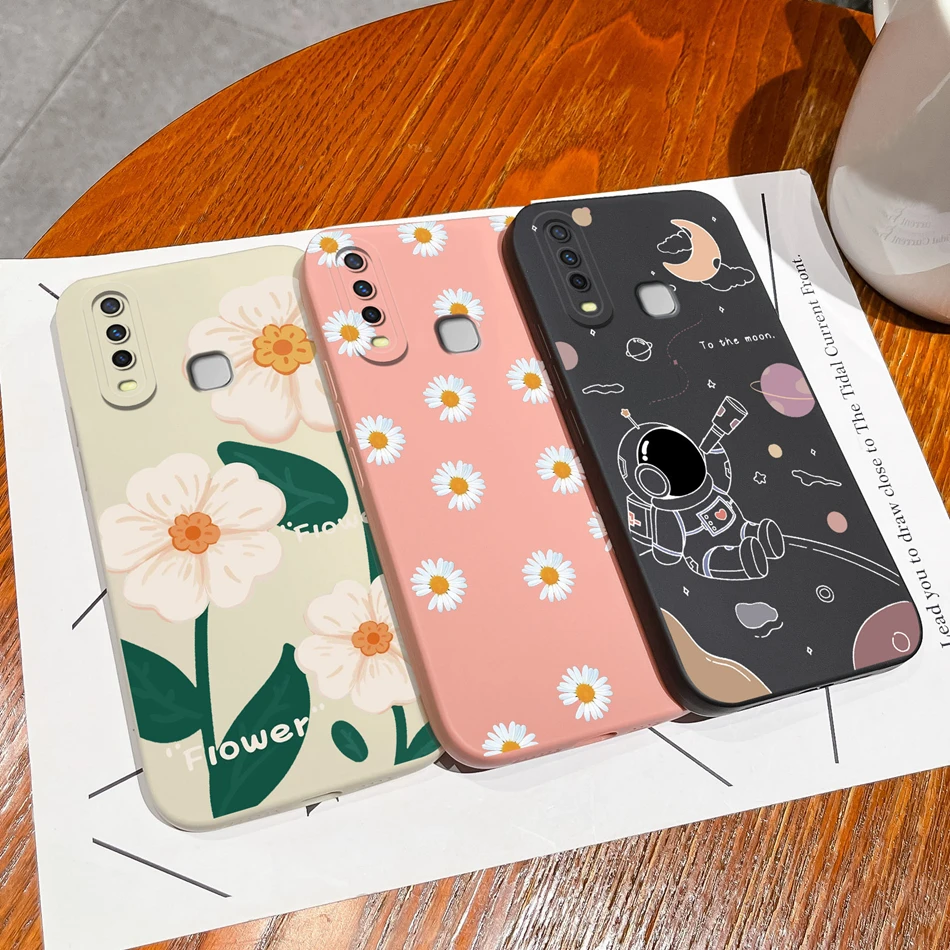 Funda bonita para Vivo Y17 Y17S, 4G, flor, silicona líquida suave, protección de lente mejorada, Fundas traseras de teléfono para Vivo Y 17 - imagen 3