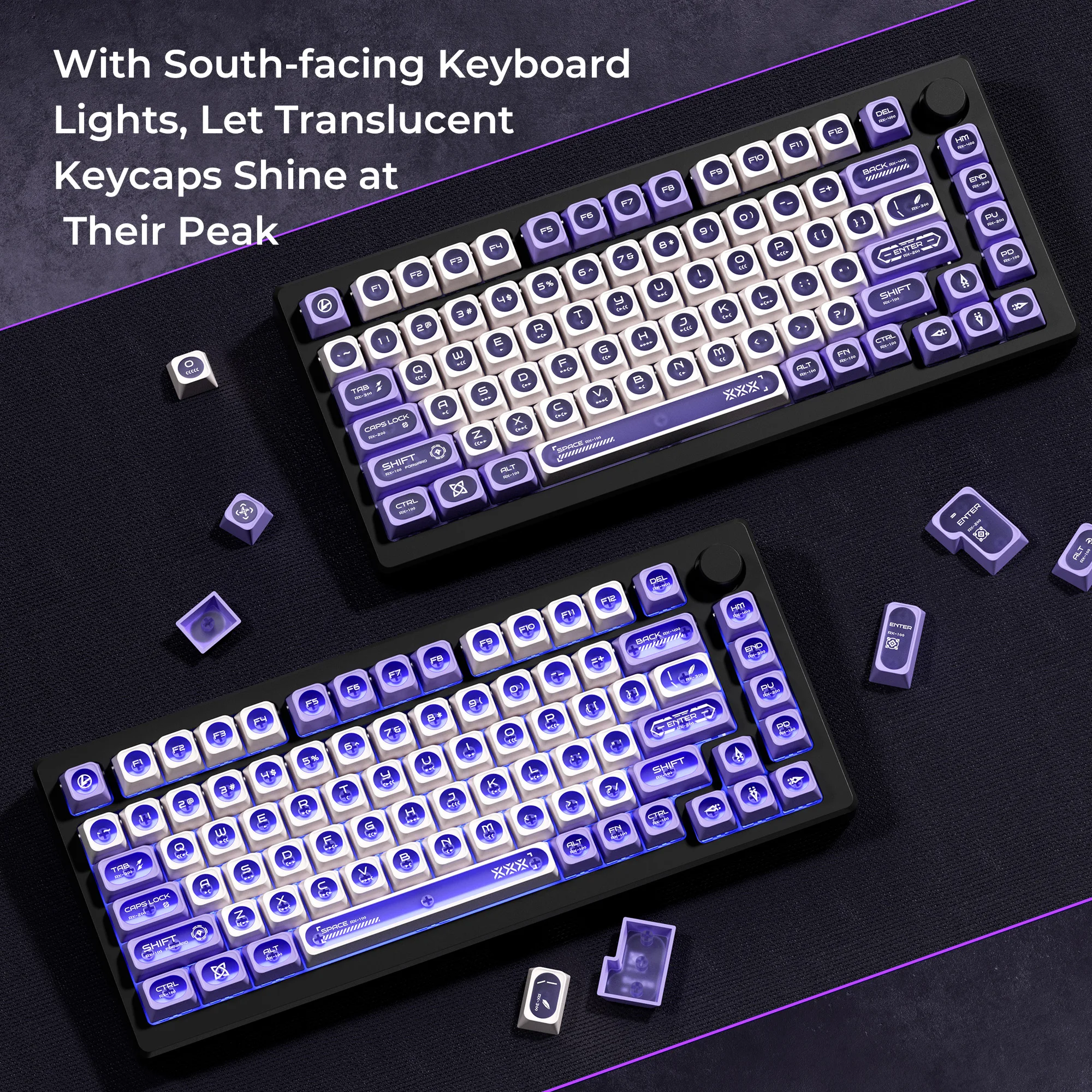 XVX Purple Cats eye Nuevo perfil MAX Juego de teclas PBT de doble disparo Teclas translúcidas de 136 teclas - imagen 4