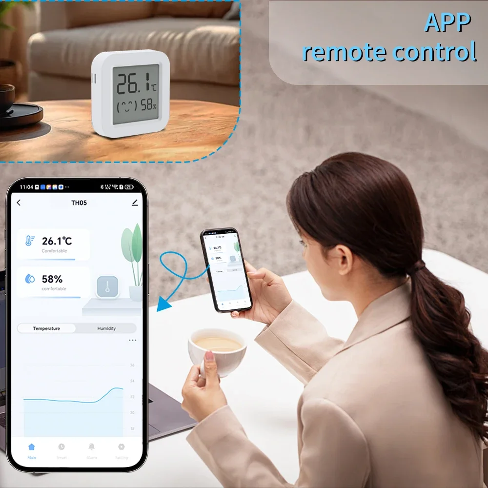 Sensor de temperatura y humedad Tuya, Mini pantalla LCD inteligente 2025, compatible con bluetooth, controlado por aplicación para Smart Life Alexa - imagen 4
