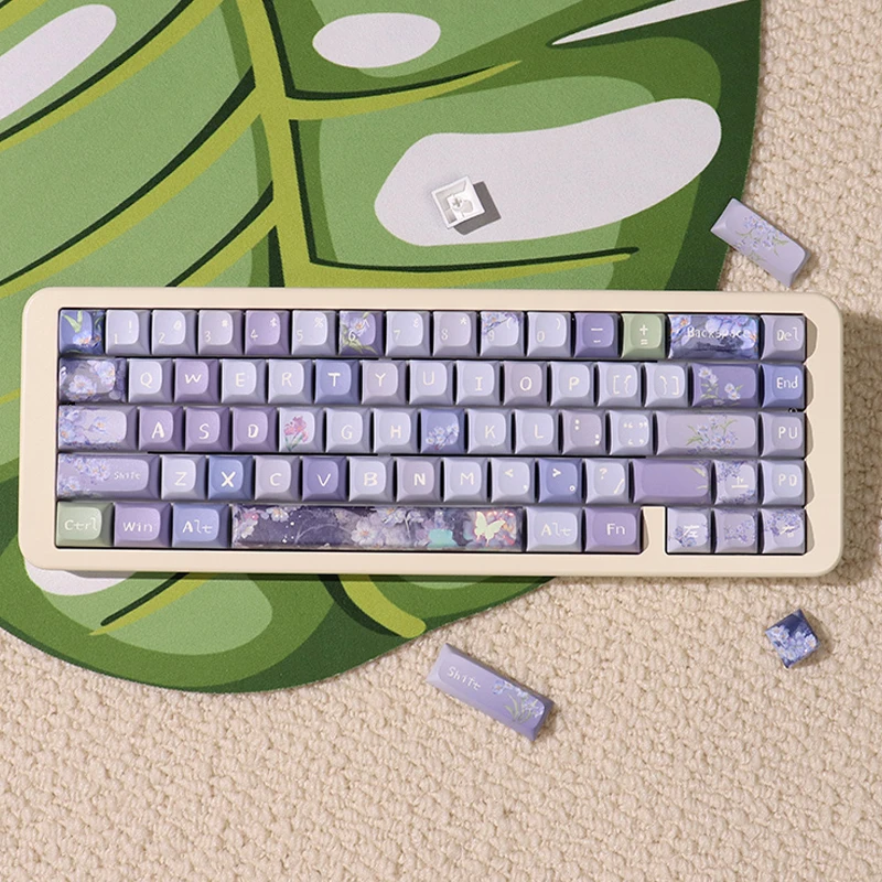 Teclas de color púrpura para teclado mecánico Cherry MX Switch, 156 teclas, elemento de flor, PBT Dye-Sub Cherry - imagen 4
