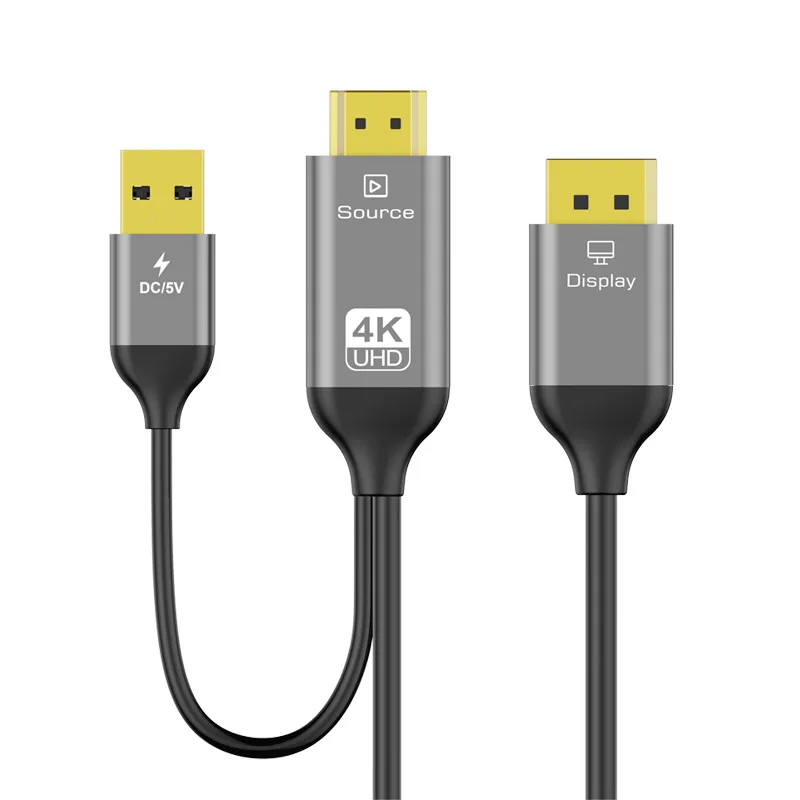 Cable HDMI a DisplayPort 4K @ 60Hz Cable convertidor adaptador HDMI a DP uni direccional 4K HDR18gbps(DSC) para PC portátil Monitor PS5