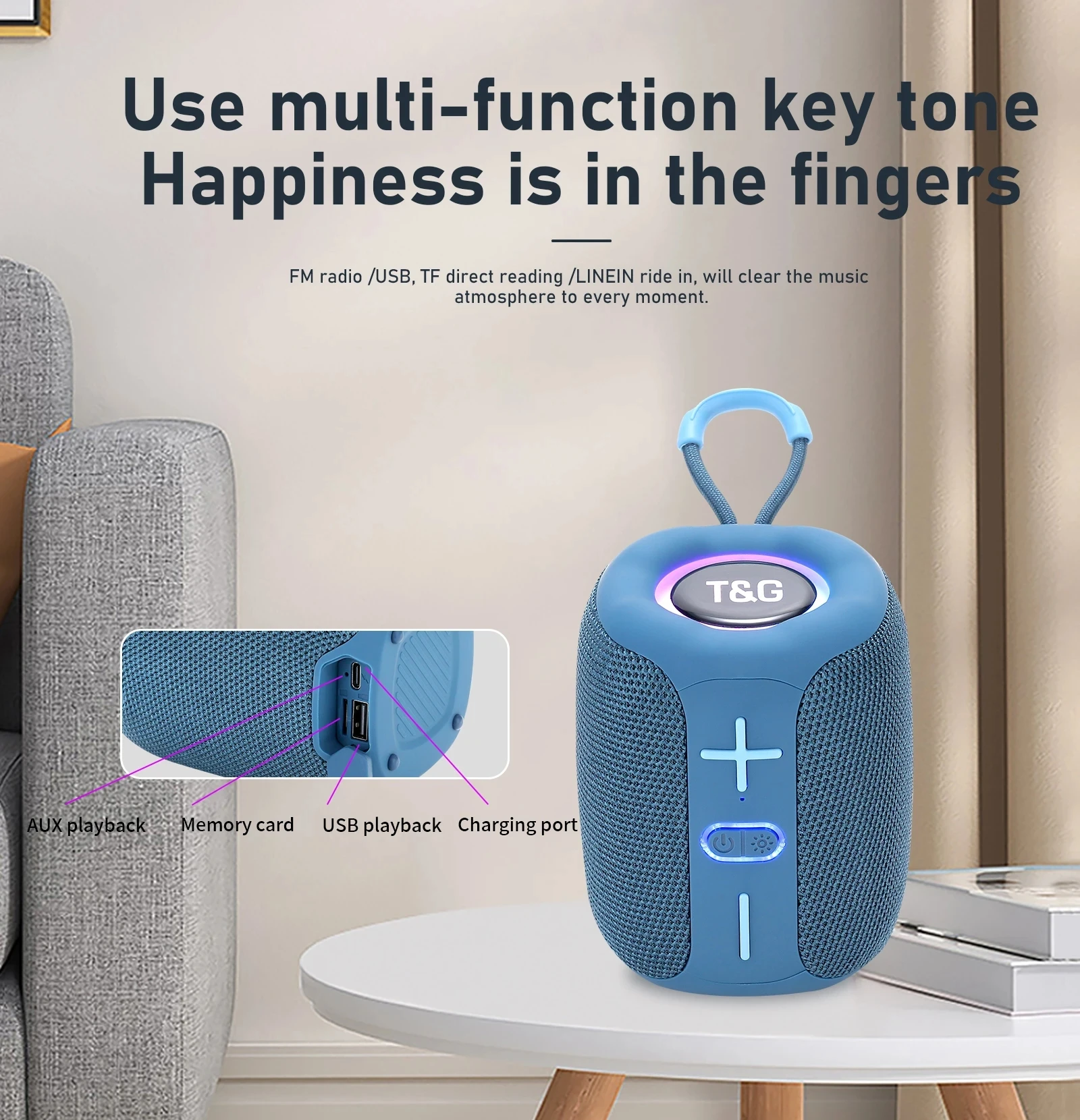 Altavoz portátil TG658 para exteriores, Subwoofer inalámbrico TWS, columna de graves resistente al agua, soporte AUX TF, barra de sonido, Radio FM - imagen 4