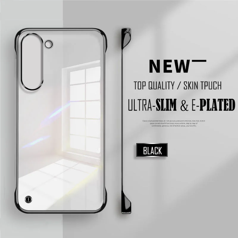 Funda de teléfono sin marco delgada transparente chapada para Samsung S25 S24 S23 FE Ultra Plus S25 Edge protección de lente cubierta trasera chapada - imagen 3