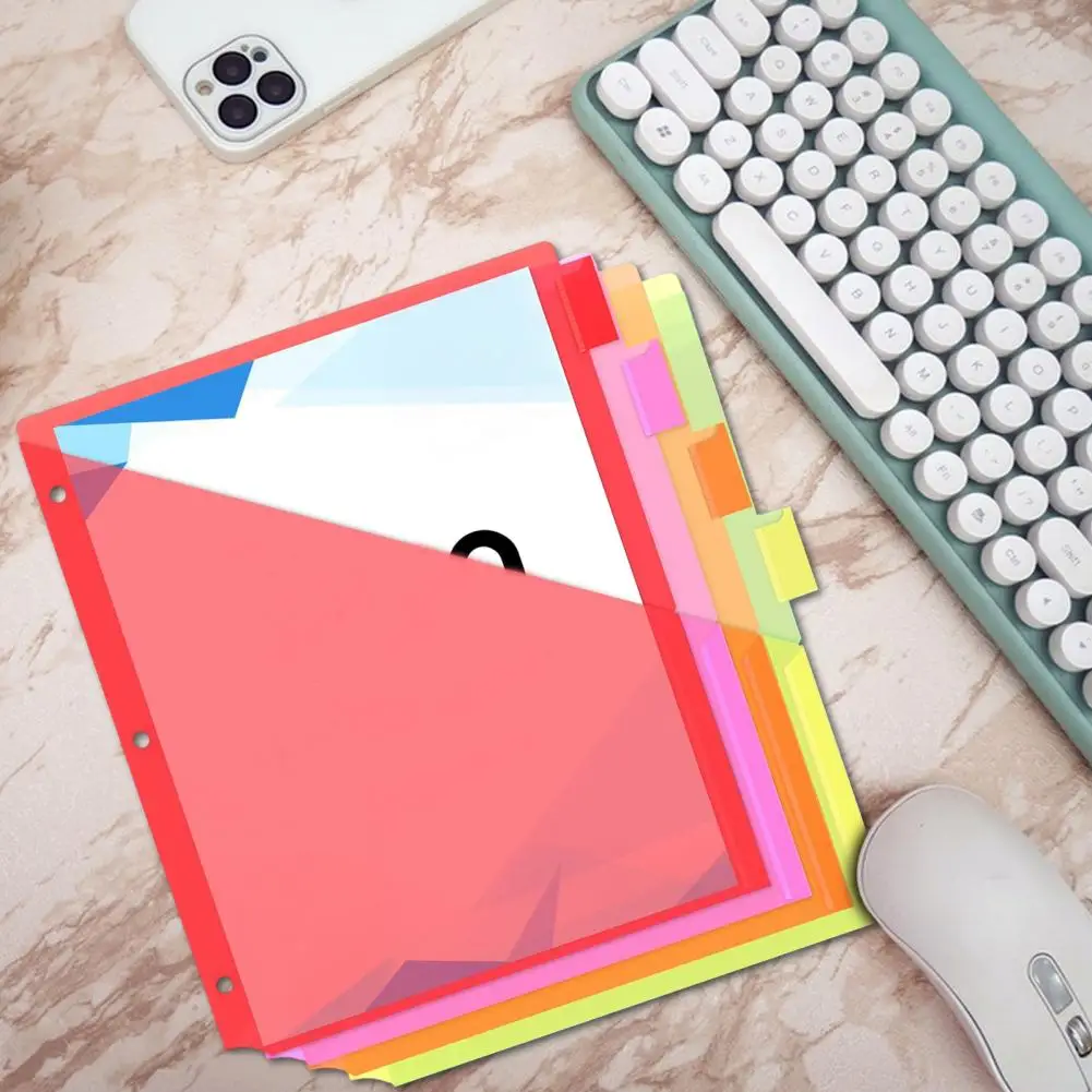 Separadores de carpetas de 8 pestañas Separadores de carpetas de pestañas coloridos con bolsillos para una fácil organización Paquete de 8 pestañas divisorias de libros de trabajo 3 para la escuela - imagen 5