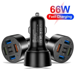 Cargador de Coche 6 Puertos USB-C PD 66 W Universal
