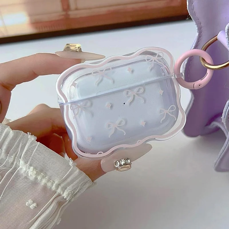 Bonita funda rosa con pajarita para Airpods1, funda protectora para Airpods Pro2, funda para auriculares inalámbricos con Bluetooth de dibujos animados para Airpods 2 3 4 - imagen 2