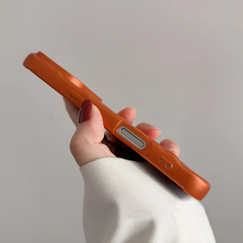 Popular funda de teléfono con textura de pliegues de papel de aluminio mate naranja cósmico para iPhone 17 Pro Max 16 15 14 13 funda trasera con patrón de meteorito de aire - imagen 5