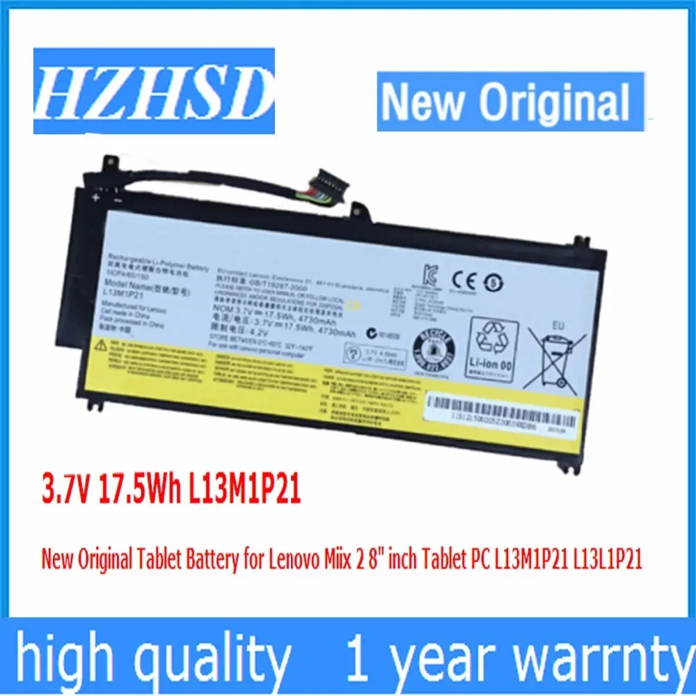 L13M1P21 3,7 V 17,5Wh 4730mAh batería Original genuina para ordenador portátil para Lenovo Miix 2 8 "pulgadas Tablet PC L13L1P21 etc.
