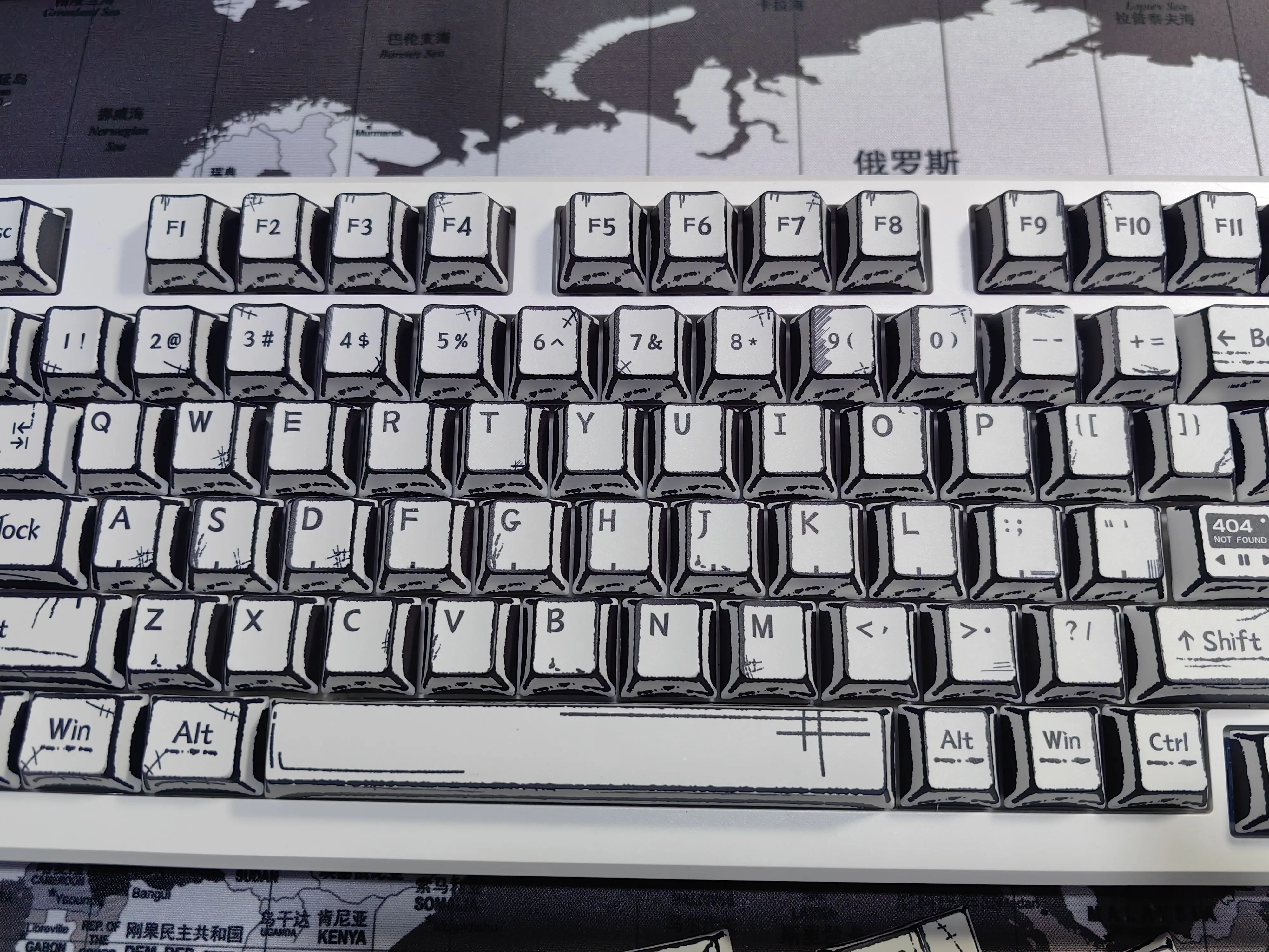 Juego de teclas con tema de Manga blanca diaria de tinta, tapas de teclado PBT, teclas de perfil de cereza personalizadas para accesorios de teclado mecánico - imagen 2