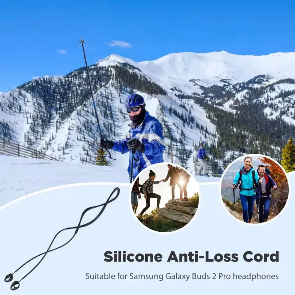 Correa antipérdida para auriculares Samsung Galaxy Buds 2 pro, soporte para auriculares, Cable de cuerda, cuerda para el cuello de silicona - imagen 5