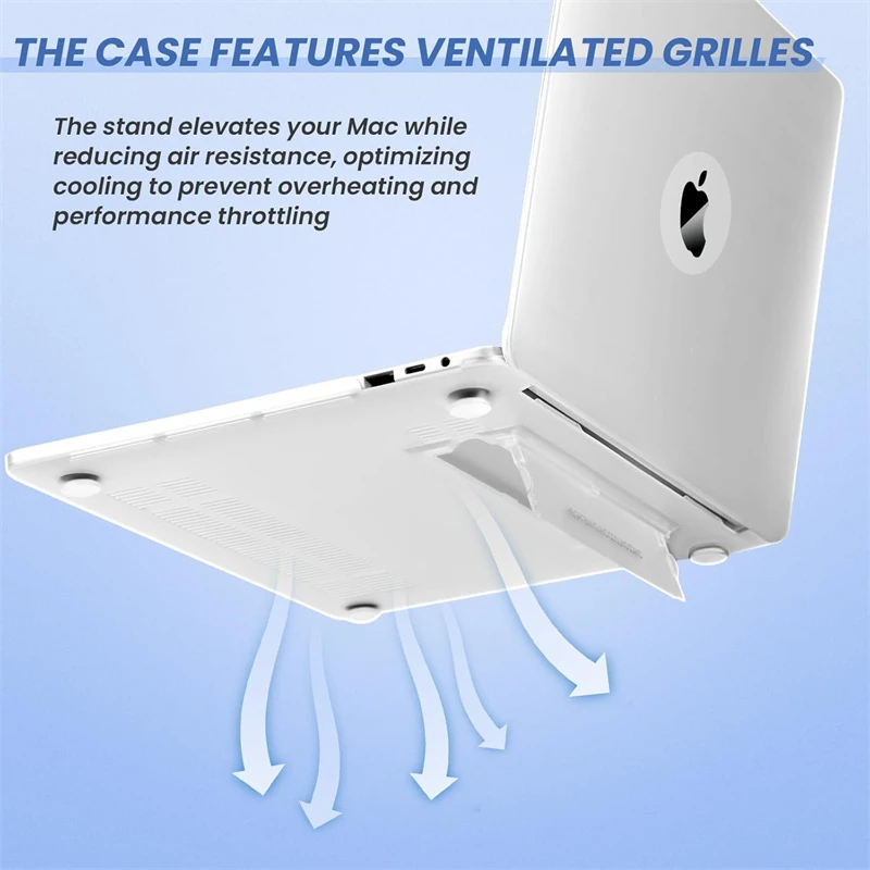 Funda de portátil transparente mate con soporte plegable oculto para Macbook Air 13,6 M4 15 M3 Mac Book Pro 13 M1 M2 14 M4 16 2025 funda - imagen 5