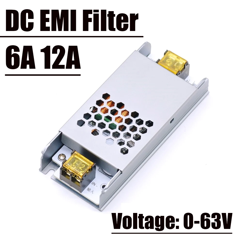 Filtro 6a 12a DC EMI filtro LC nivel 2 interferencia electromagnética EMC 12v 24v car interruptor de audio fuente de alimentación ruido del filtro de onda