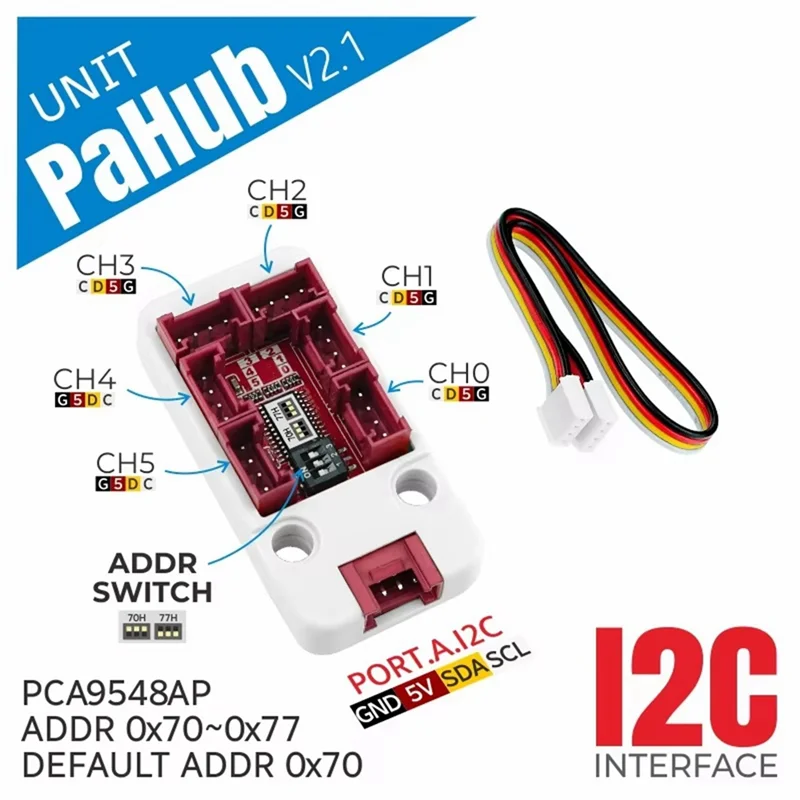 Unidad Pahub V2.1 Kit de desarrollo Iot multiplexor I2C Bus I2C 1 en 6 interruptor Dipswitch integrado de expansión PCA9548AP - imagen 4