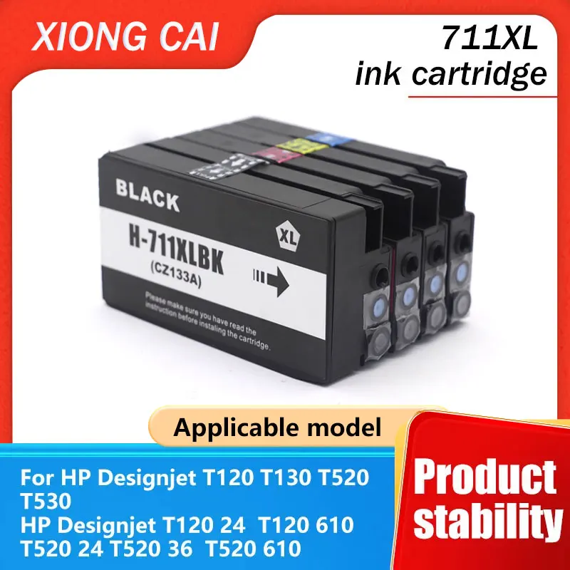 Cartucho de tinta 711 711XL para impresora de inyección de tinta Design Jet T120 T125 T130 T135 T520 T525 T530