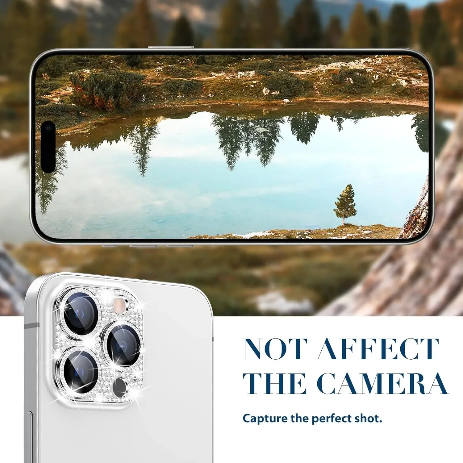 Funda protectora de lente de cámara con diamantes de imitación y purpurina ostentosa para IPhone 16 Pro Max 15 Plus 14 13 Mini 12 11 protección de teléfono - imagen 4