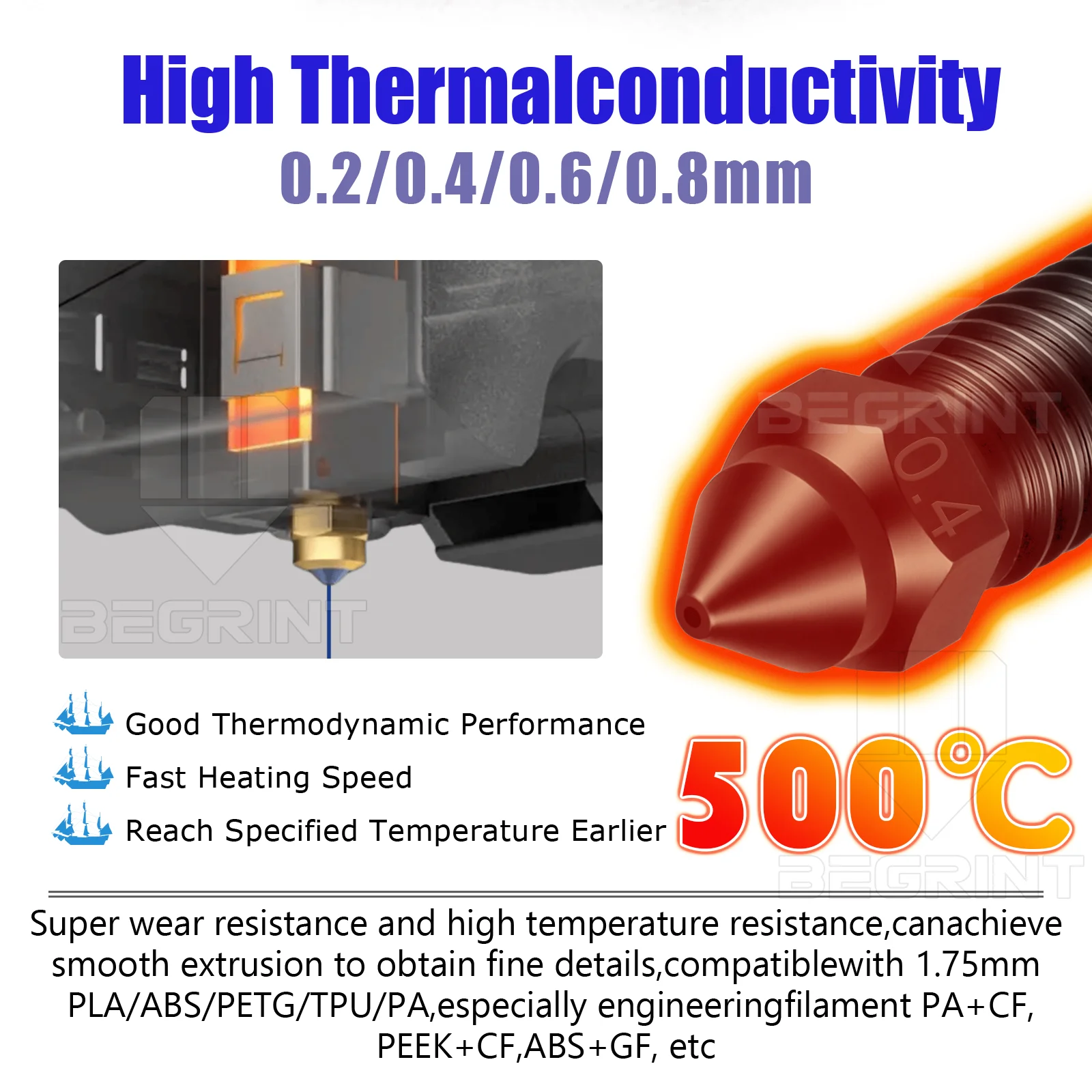 Boquilla extrusora de impresora 3D Centauri, accesorios de impresora 3D para Elegoo Centauri Carbon/Centauri, boquilla endurecida - imagen 5